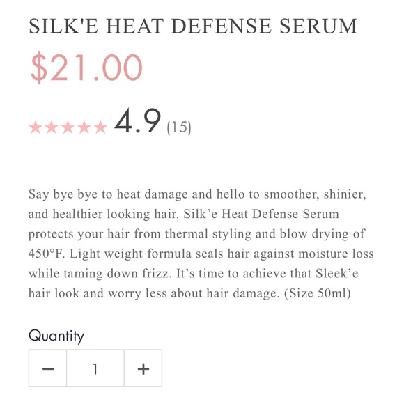 🩷🆕🩷 SLEEK'E Silk'e Heat Defense Serum - Picture 2 of 7